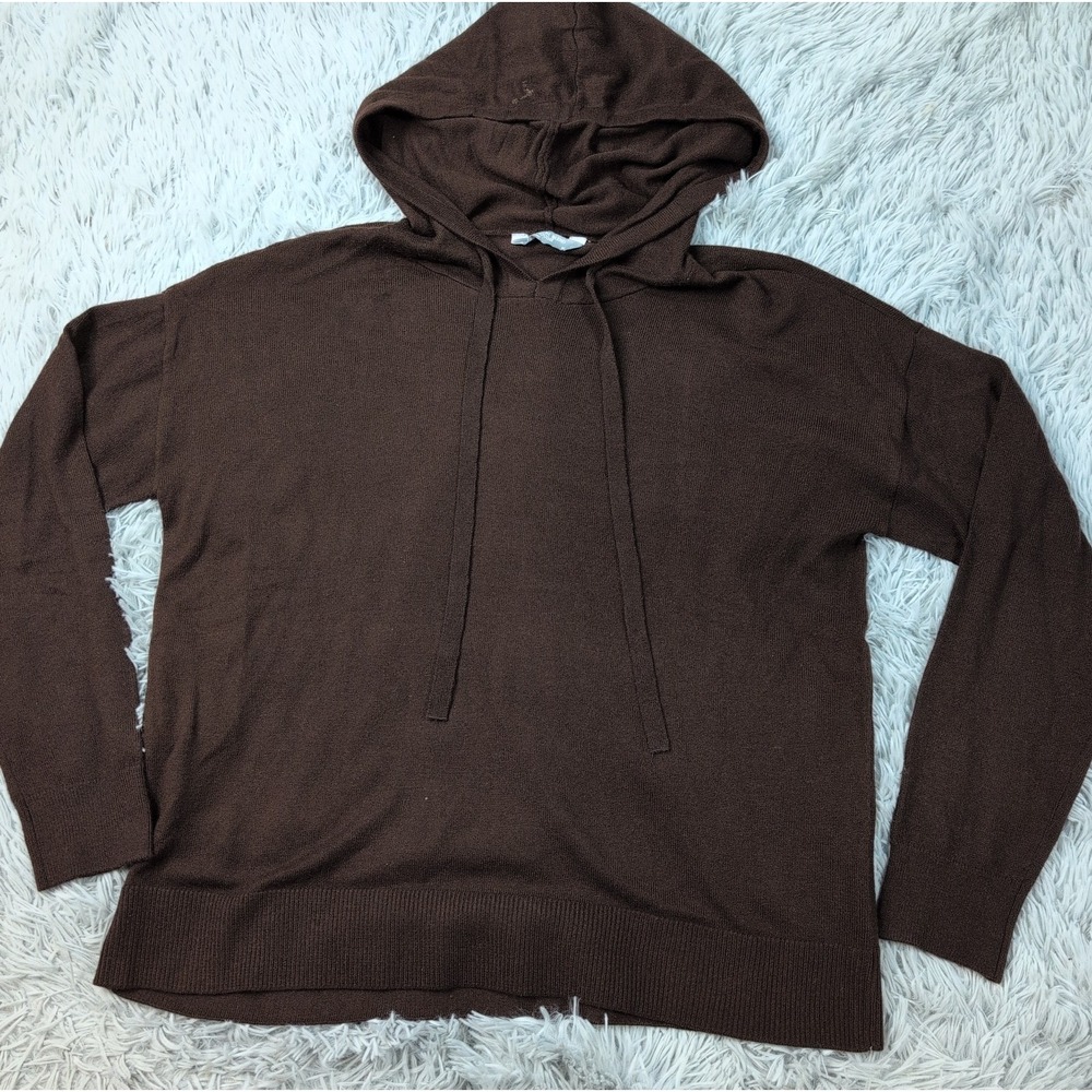 Cashmere Wool Blend Sweatshirt Womens M Brown Hoodie Soft Comfort Luxury